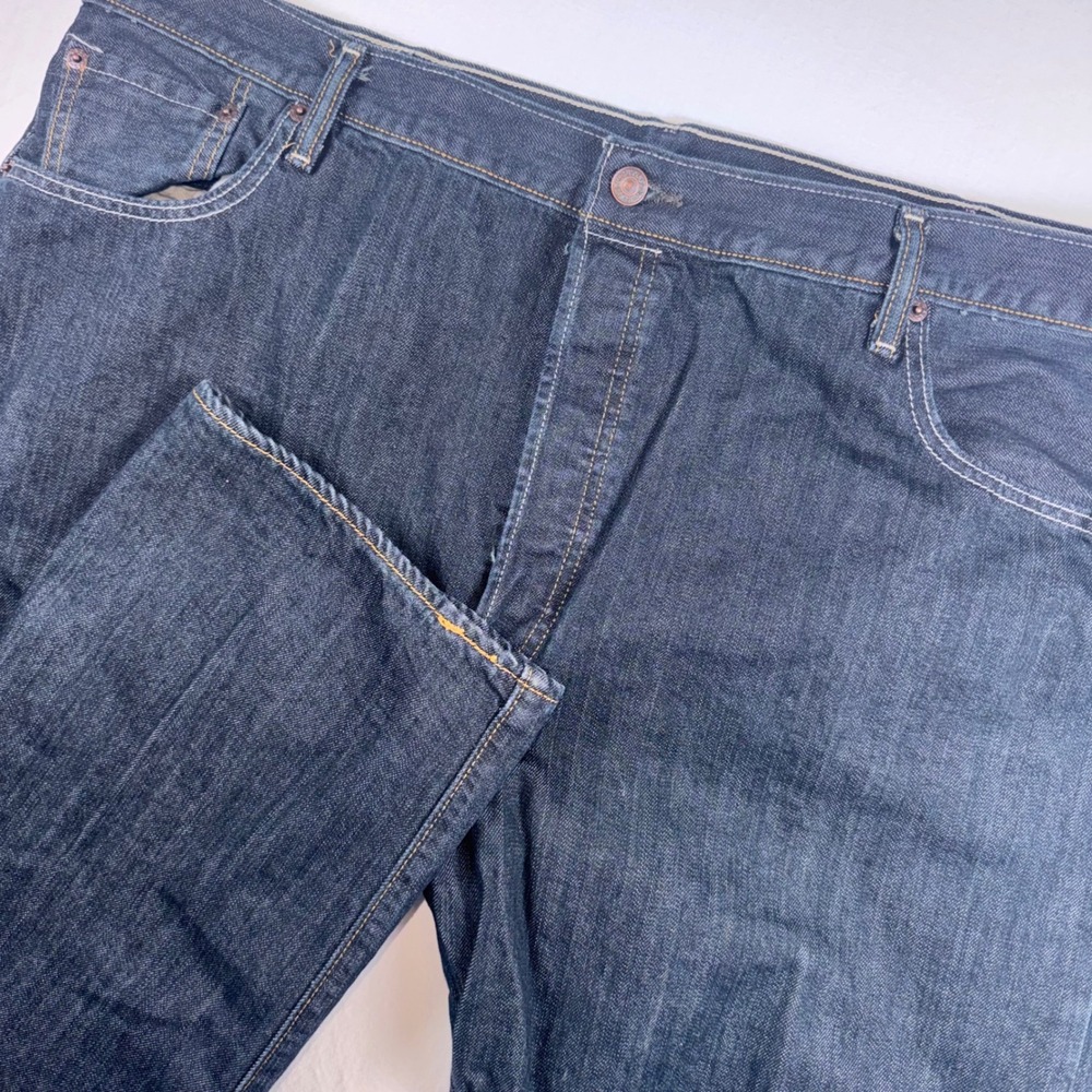 Levi's 501 Original Fit Jeans Men 44x32 Dark Indigo Blue Button Fly Straight Leg